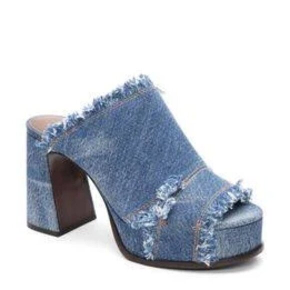Ash Shoes - ASH Maui Slide Platform Sandals in Blue Denim Size 6 New in Box